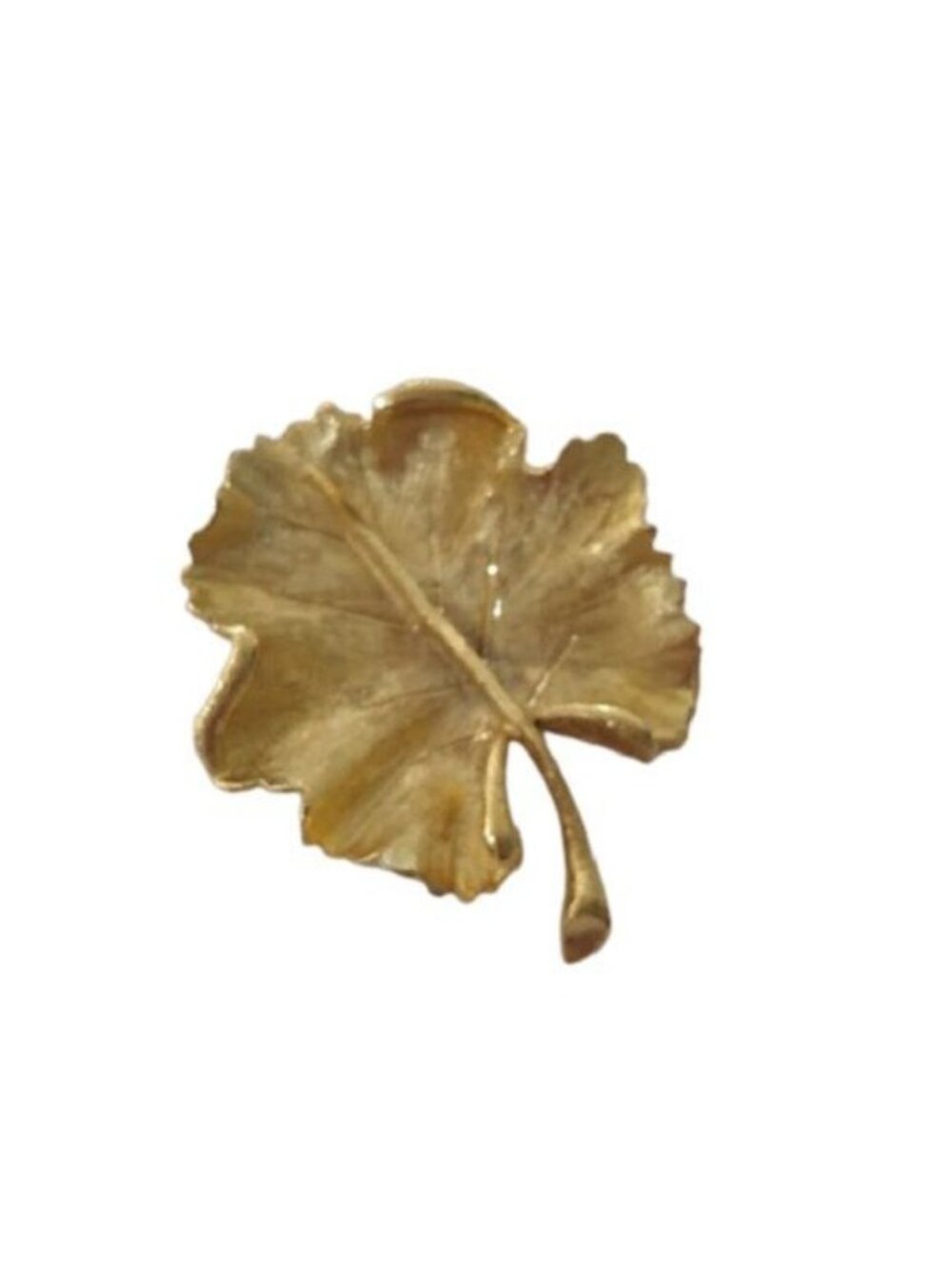 Vintage BSK Goldtone Metal Leaf Brooch